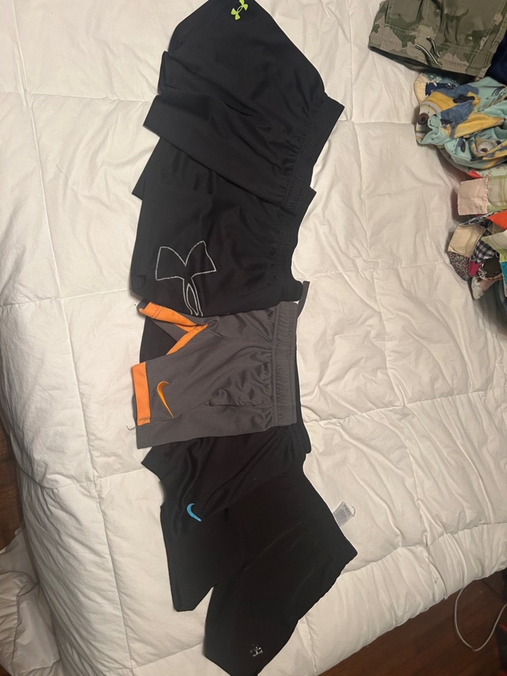 Nike Boys Black and Gray Athletic Shorts with Orange Accent